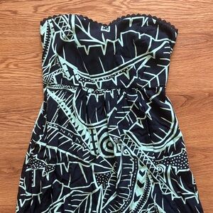 Missing Polynesia Strapless Maxi Dress Black & Light Blue Dress NWT Size L/XL